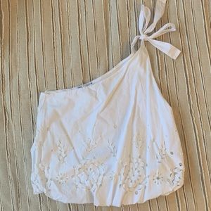 Zara white one shoulder top
